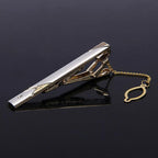 Impeccable Luxury Men's Metal Necktie Bar Formal Dress Shirt Classic Wear Neck Tie Clip With Chain Gold Color Clip Unique Shirt Business Tie Clip Wedding Ceremony Tie Clips Party Fashion Smooth Clasp Pin Father's Day Gifts Stevvex