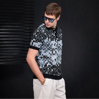 Pixel Fade Knit Polo BLACK