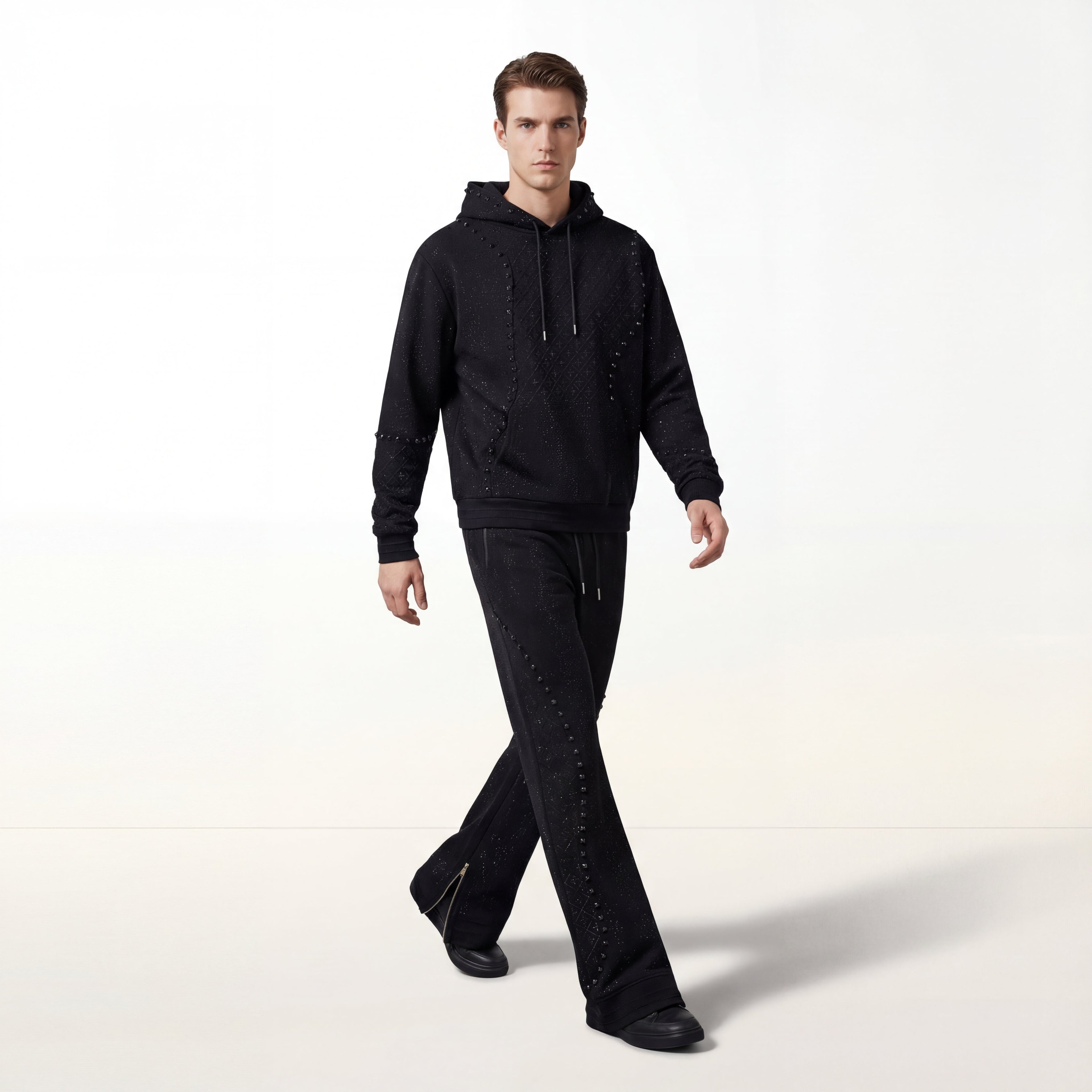 Midnight Matrix Studded Sweatsuit BLACK