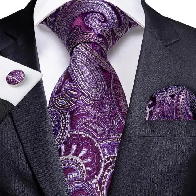 Luxury Blue Silk Design Wedding Tie For Men Necktie Pocket Square Cufflink Set Formal Business Meeting Necktie For Men Stevvex