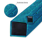 Luxury Blue Silk Design Wedding Tie For Men Necktie Pocket Square Cufflink Set Formal Business Meeting Necktie For Men Stevvex