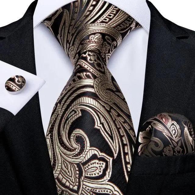 Luxury Blue Silk Design Wedding Tie For Men Necktie Pocket Square Cufflink Set Formal Business Meeting Necktie For Men Stevvex