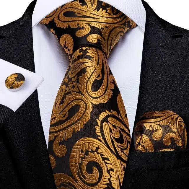 Luxury Blue Silk Design Wedding Tie For Men Necktie Pocket Square Cufflink Set Formal Business Meeting Necktie For Men Stevvex
