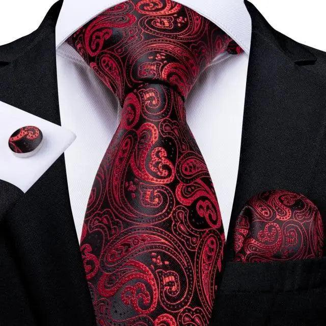 Luxury Blue Silk Design Wedding Tie For Men Necktie Pocket Square Cufflink Set Formal Business Meeting Necktie For Men Stevvex