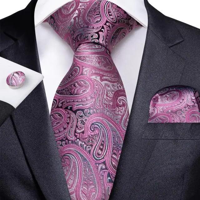 Luxury Blue Silk Design Wedding Tie For Men Necktie Pocket Square Cufflink Set Formal Business Meeting Necktie For Men Stevvex