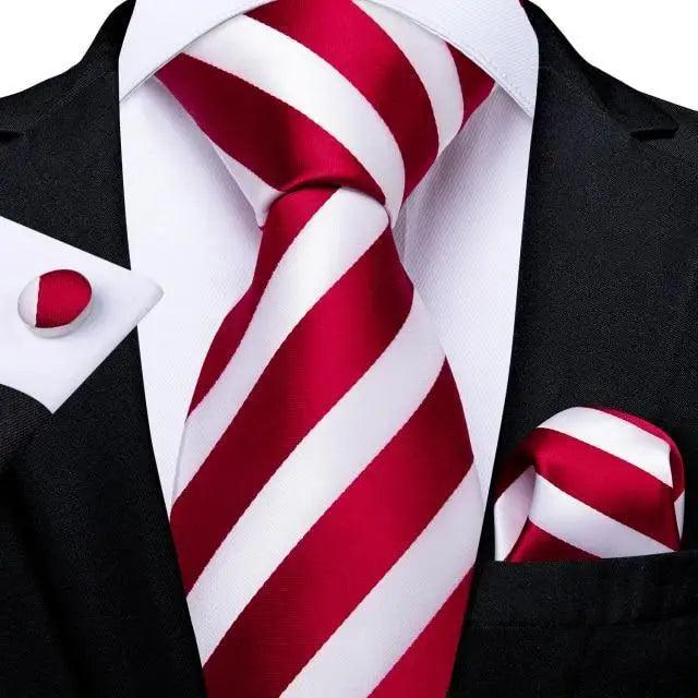 Luxury Blue Silk Design Wedding Tie For Men Necktie Pocket Square Cufflink Set Formal Business Meeting Necktie For Men Stevvex