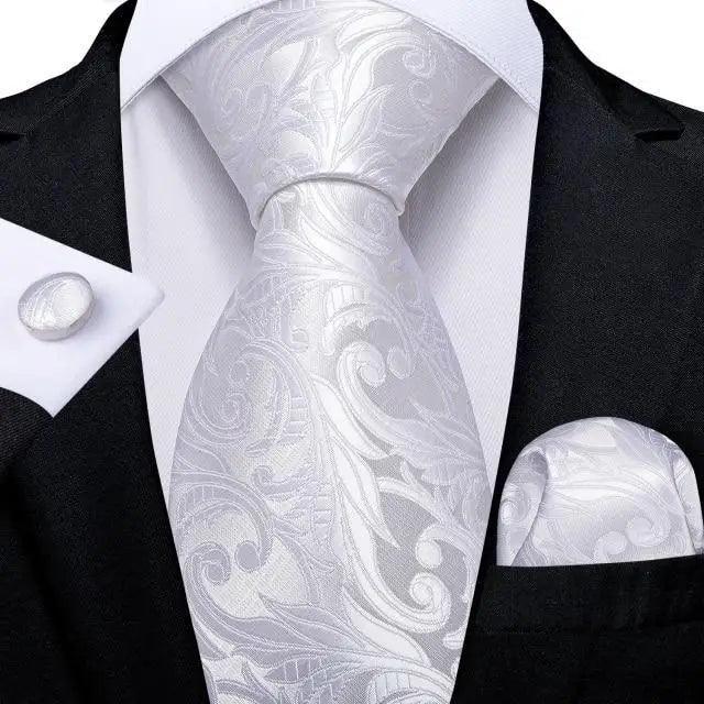 Luxury Blue Silk Design Wedding Tie For Men Necktie Pocket Square Cufflink Set Formal Business Meeting Necktie For Men Stevvex