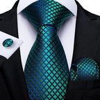 Luxury Blue Silk Design Wedding Tie For Men Necktie Pocket Square Cufflink Set Formal Business Meeting Necktie For Men Stevvex