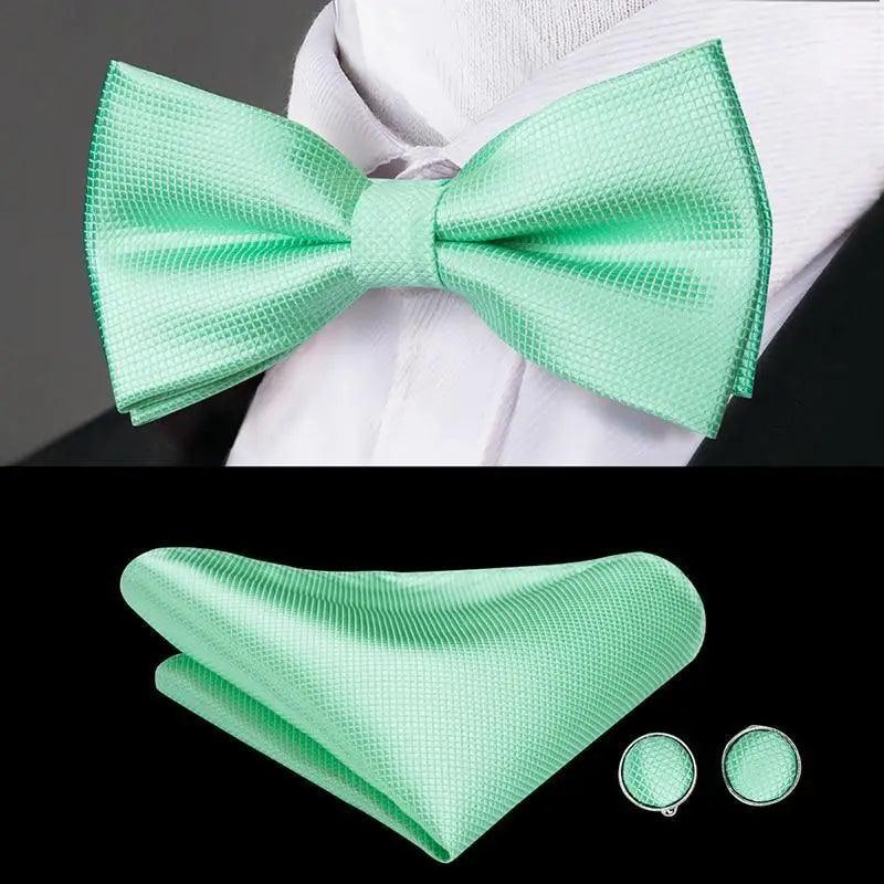 Luxury Butterfly Beige Silk Bow Ties For Men Gentlemens Cufflinks Set Elegant Design Wedding Party Bowties For Tuxedo Excellent Gift For Prom Stevvex