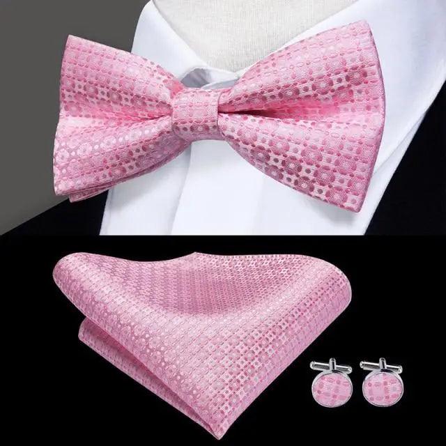 Luxury Butterfly Beige Silk Bow Ties For Men Gentlemens Cufflinks Set Elegant Design Wedding Party Bowties For Tuxedo Excellent Gift For Prom Stevvex