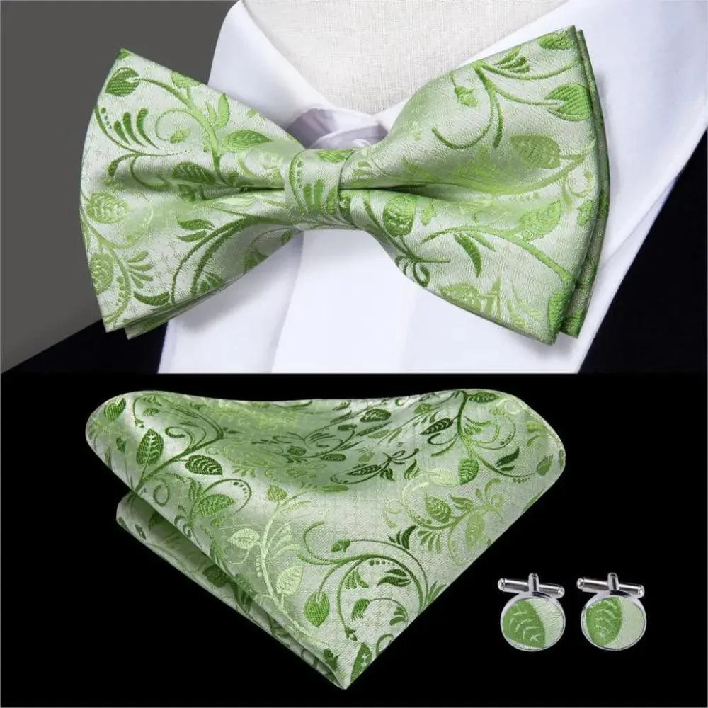 Luxury Butterfly Beige Silk Bow Ties For Men Gentlemens Cufflinks Set Elegant Design Wedding Party Bowties For Tuxedo Excellent Gift For Prom Stevvex