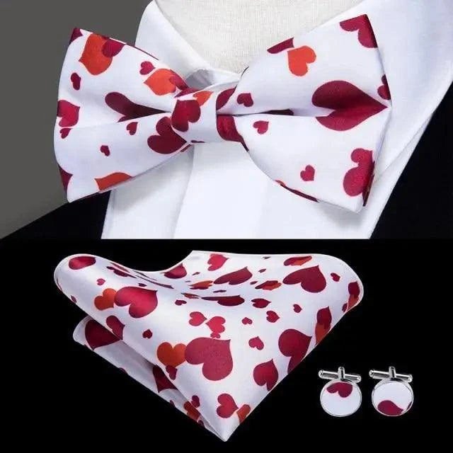 Luxury Butterfly Beige Silk Bow Ties For Men Gentlemens Cufflinks Set Elegant Design Wedding Party Bowties For Tuxedo Excellent Gift For Prom Stevvex