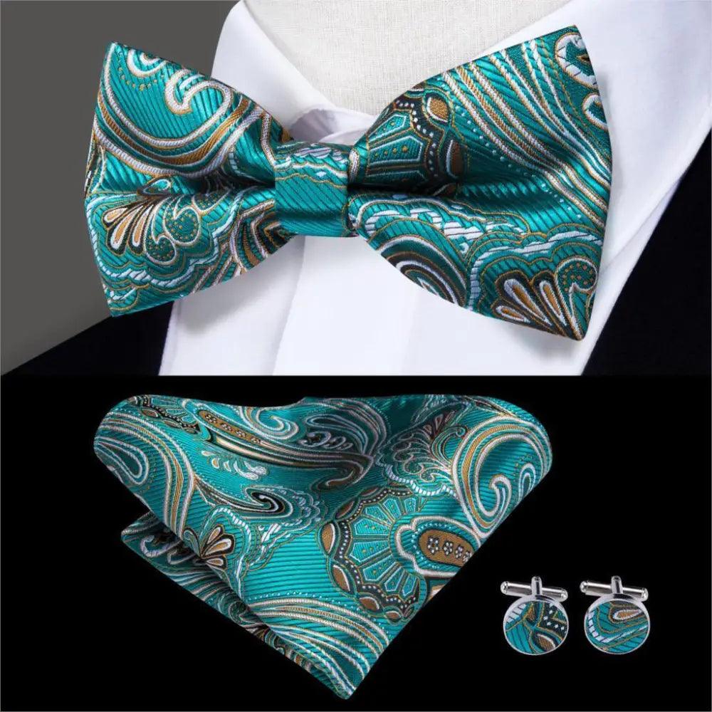Luxury Butterfly Beige Silk Bow Ties For Men Gentlemens Cufflinks Set Elegant Design Wedding Party Bowties For Tuxedo Excellent Gift For Prom Stevvex