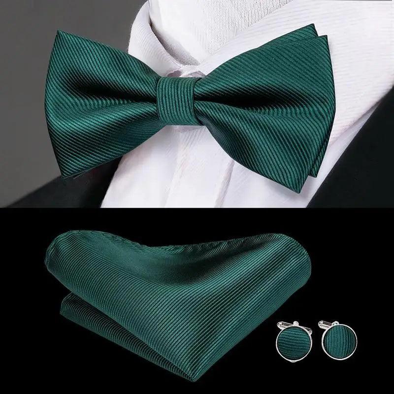 Luxury Butterfly Beige Silk Bow Ties For Men Gentlemens Cufflinks Set Elegant Design Wedding Party Bowties For Tuxedo Excellent Gift For Prom Stevvex