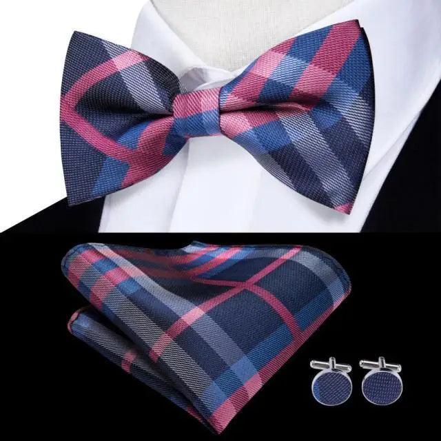 Luxury Butterfly Beige Silk Bow Ties For Men Gentlemens Cufflinks Set Elegant Design Wedding Party Bowties For Tuxedo Excellent Gift For Prom Stevvex
