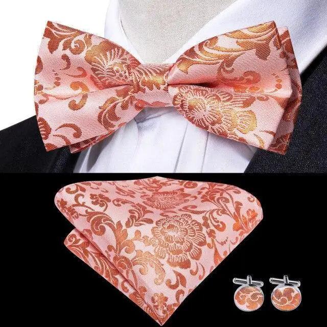 Luxury Butterfly Beige Silk Bow Ties For Men Gentlemens Cufflinks Set Elegant Design Wedding Party Bowties For Tuxedo Excellent Gift For Prom Stevvex