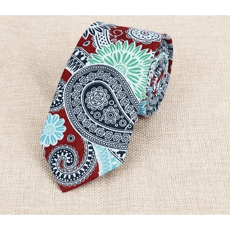 Luxury Flower Handmade Cotton Ties For Men Classic Colorful Printed Floral Designs Necktie For Wedding Stevvex
