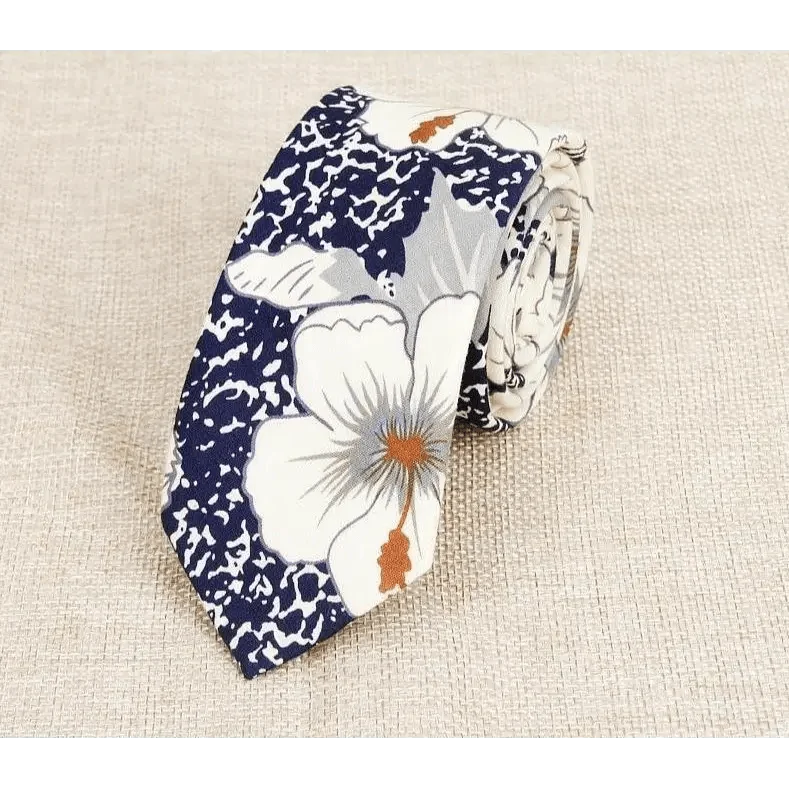 Luxury Flower Handmade Cotton Ties For Men Classic Colorful Printed Floral Designs Necktie For Wedding Stevvex