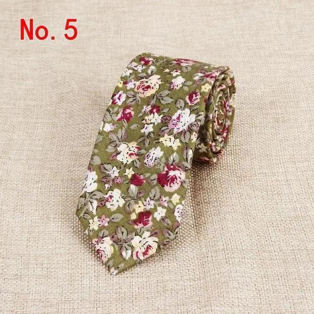 Luxury Flower Handmade Cotton Ties For Men Classic Colorful Printed Floral Designs Necktie For Wedding Stevvex