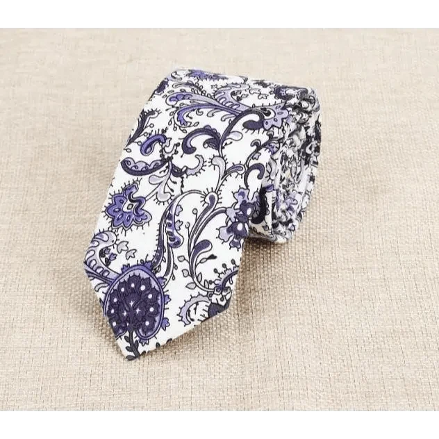 Luxury Flower Handmade Cotton Ties For Men Classic Colorful Printed Floral Designs Necktie For Wedding Stevvex