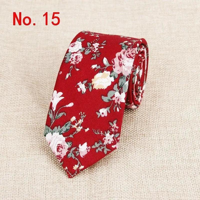 Luxury Flower Handmade Cotton Ties For Men Classic Colorful Printed Floral Designs Necktie For Wedding Stevvex