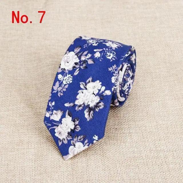 Luxury Flower Handmade Cotton Ties For Men Classic Colorful Printed Floral Designs Necktie For Wedding Stevvex