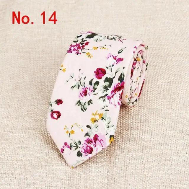 Luxury Flower Handmade Cotton Ties For Men Classic Colorful Printed Floral Designs Necktie For Wedding Stevvex