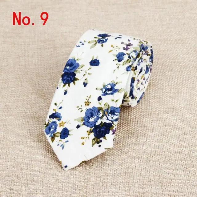 Luxury Flower Handmade Cotton Ties For Men Classic Colorful Printed Floral Designs Necktie For Wedding Stevvex
