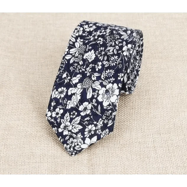Luxury Flower Handmade Cotton Ties For Men Classic Colorful Printed Floral Designs Necktie For Wedding Stevvex