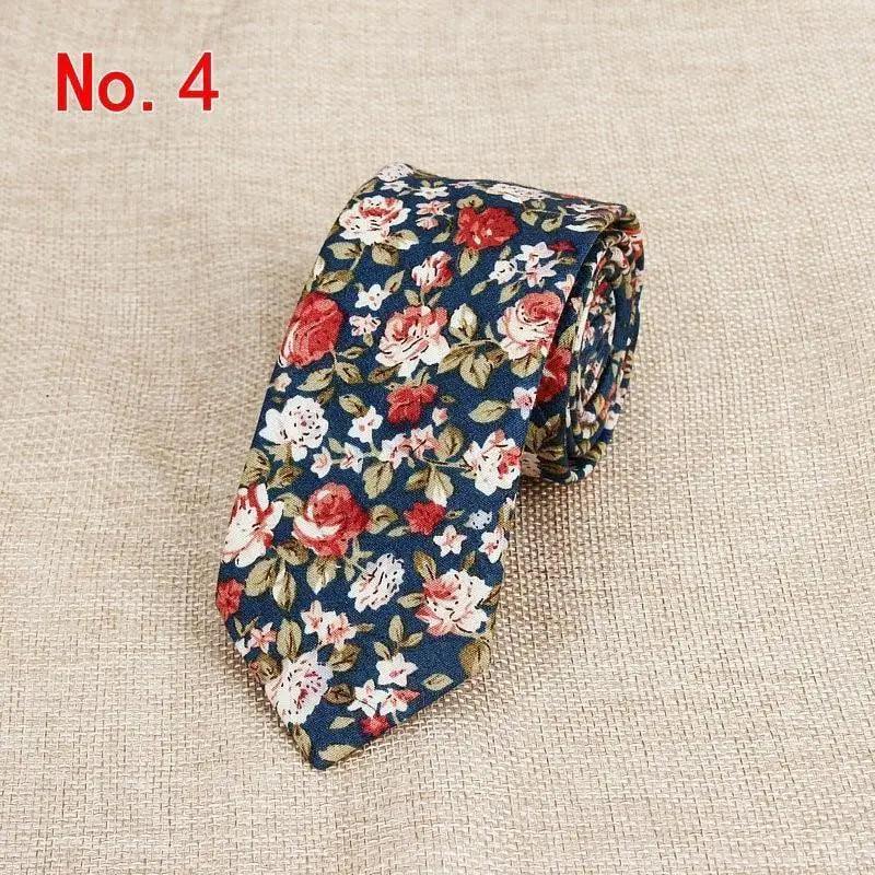 Luxury Flower Handmade Cotton Ties For Men Classic Colorful Printed Floral Designs Necktie For Wedding Stevvex