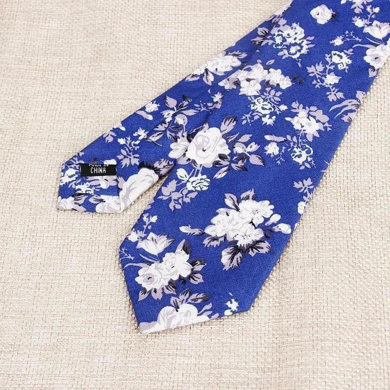 Luxury Flower Handmade Cotton Ties For Men Classic Colorful Printed Floral Designs Necktie For Wedding Stevvex
