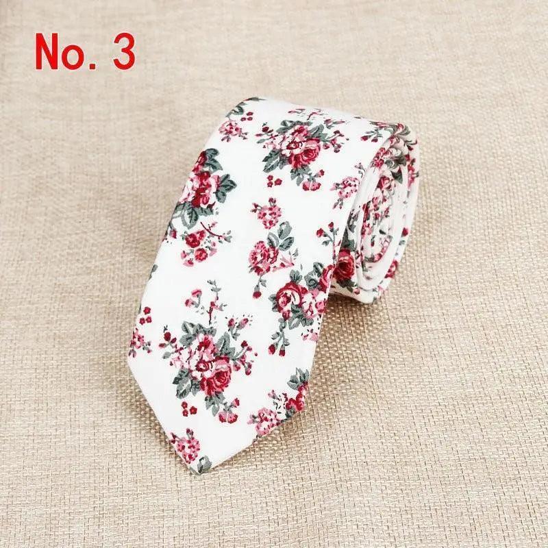 Luxury Flower Handmade Cotton Ties For Men Classic Colorful Printed Floral Designs Necktie For Wedding Stevvex