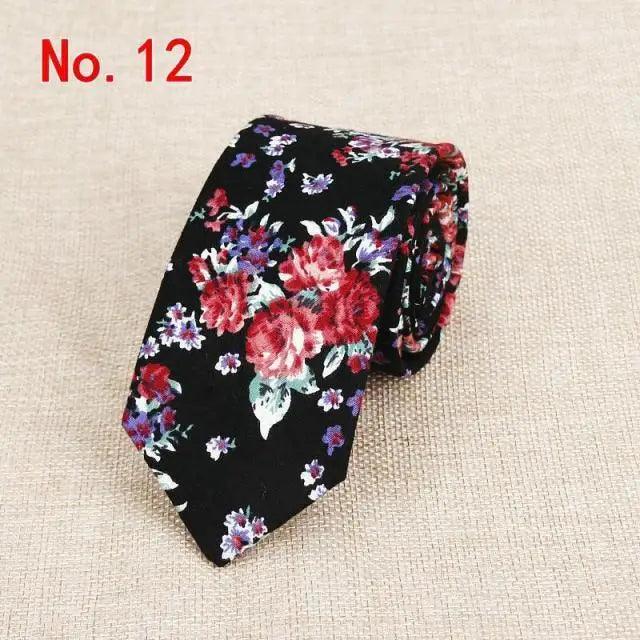 Luxury Flower Handmade Cotton Ties For Men Classic Colorful Printed Floral Designs Necktie For Wedding Stevvex