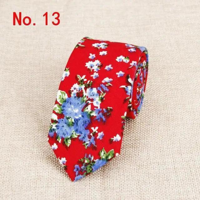 Luxury Flower Handmade Cotton Ties For Men Classic Colorful Printed Floral Designs Necktie For Wedding Stevvex