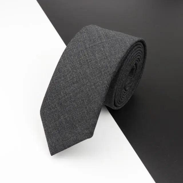Luxury High Quality Black Grey Skinny Wool Tie For Men Business Meeting Necktie Fashionable Design Excellent Men Gift Stevvex