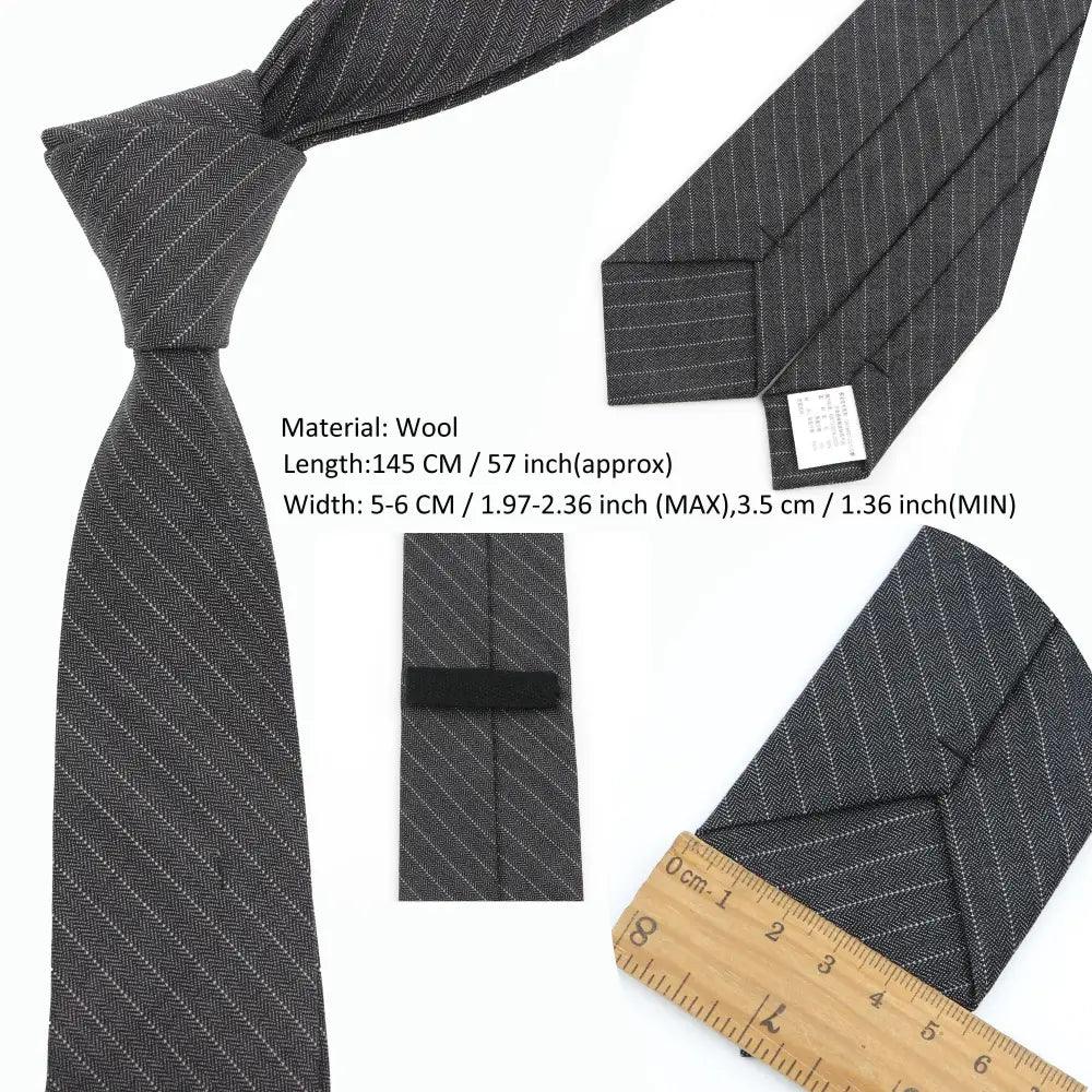 Luxury High Quality Black Grey Skinny Wool Tie For Men Business Meeting Necktie Fashionable Design Excellent Men Gift Stevvex
