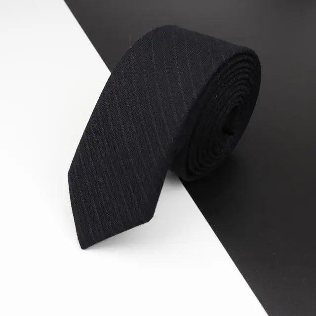 Luxury High Quality Black Grey Skinny Wool Tie For Men Business Meeting Necktie Fashionable Design Excellent Men Gift Stevvex