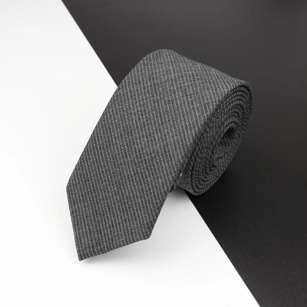 Luxury High Quality Black Grey Skinny Wool Tie For Men Business Meeting Necktie Fashionable Design Excellent Men Gift Stevvex