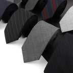 Luxury High Quality Black Grey Skinny Wool Tie For Men Business Meeting Necktie Fashionable Design Excellent Men Gift Stevvex