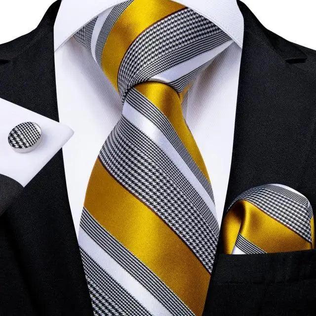 Luxury Wedding Party Floral Design Silk Necktie Hanky And Matching Cufflinks Set For Men Classic Design Necktie Set For Men Stevvex