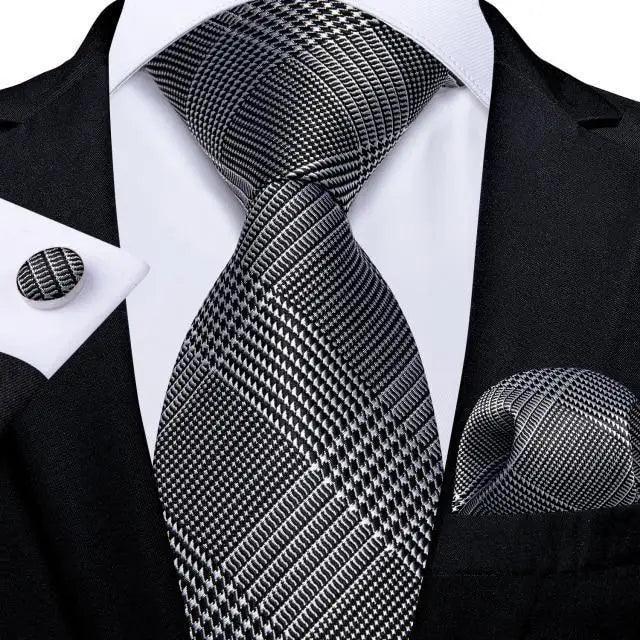 Luxury Wedding Party Floral Design Silk Necktie Hanky And Matching Cufflinks Set For Men Classic Design Necktie Set For Men Stevvex
