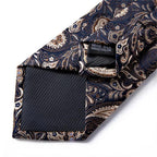 Luxury Wedding Party Floral Design Silk Necktie Hanky And Matching Cufflinks Set For Men Classic Design Necktie Set For Men Stevvex
