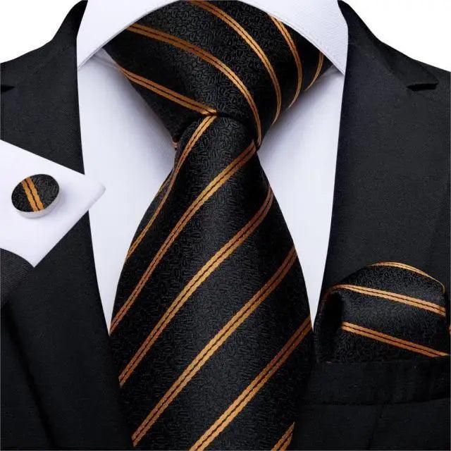 Luxury Wedding Party Floral Design Silk Necktie Hanky And Matching Cufflinks Set For Men Classic Design Necktie Set For Men Stevvex