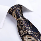 Luxury Wedding Party Floral Design Silk Necktie Hanky And Matching Cufflinks Set For Men Classic Design Necktie Set For Men Stevvex