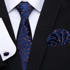 Men Elegant Red Silk Tie Classic Necktie Cufflinks Set Business Necktie With Handkerchief Perfect Match With Wedding Suit Stevvex