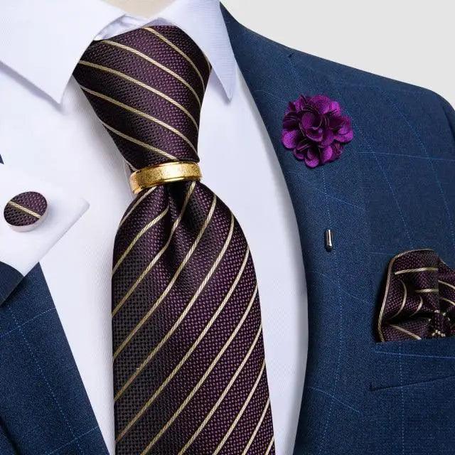 Men Luxury Red Silk Necktie Matching Cufflinks Set For Men Bridegroom Wedding Business Necktie Elegant Design Ideal Gift For Men Stevvex