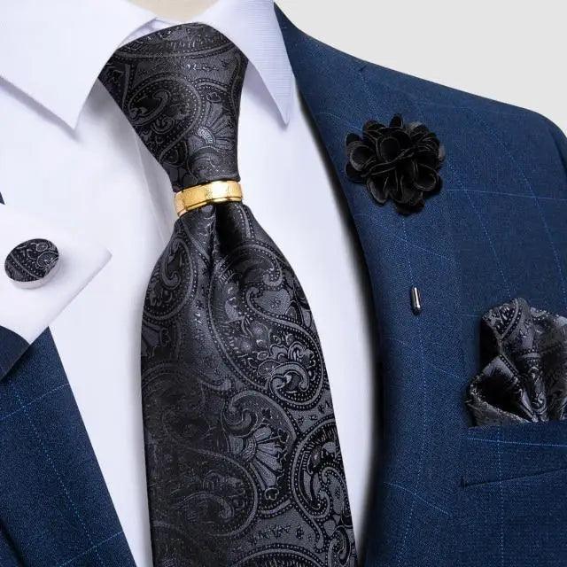 Men Luxury Red Silk Necktie Matching Cufflinks Set For Men Bridegroom Wedding Business Necktie Elegant Design Ideal Gift For Men Stevvex