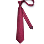 Men Luxury Red Silk Necktie Matching Cufflinks Set For Men Bridegroom Wedding Business Necktie Elegant Design Ideal Gift For Men Stevvex