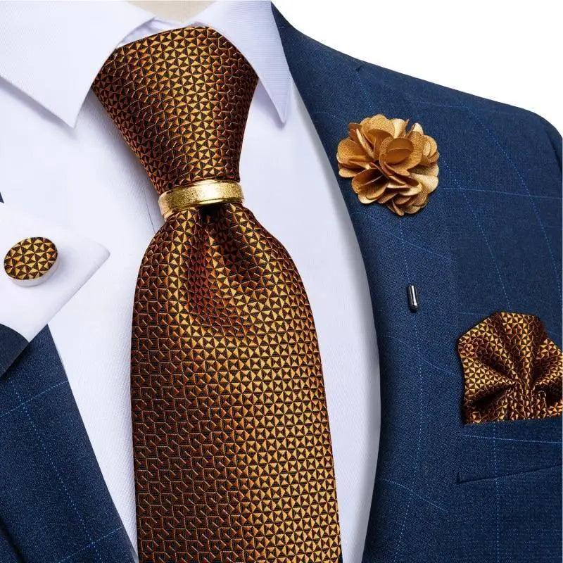 Men Luxury Red Silk Necktie Matching Cufflinks Set For Men Bridegroom Wedding Business Necktie Elegant Design Ideal Gift For Men Stevvex