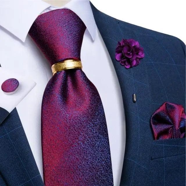 Men Luxury Red Silk Necktie Matching Cufflinks Set For Men Bridegroom Wedding Business Necktie Elegant Design Ideal Gift For Men Stevvex